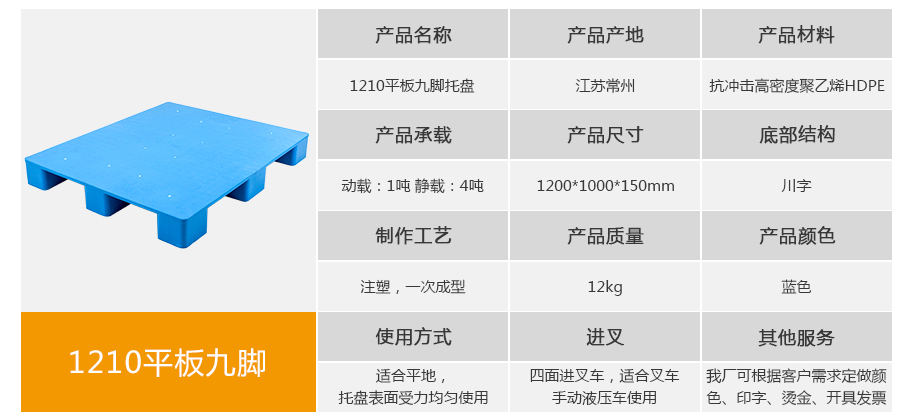 william威廉中文官网1210平板九脚塑料托盘 william威廉中文官网1210平板九脚塑料托盘