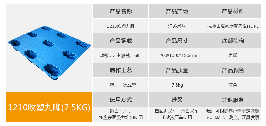 william威廉中文官网1210九脚吹塑托盘7.5kg