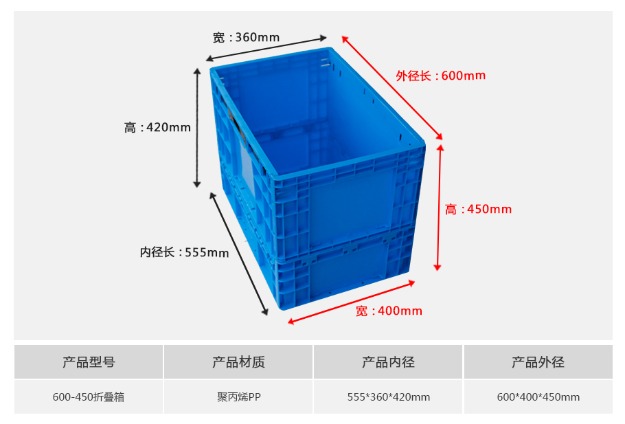 william威廉中文官网600-450塑料折叠周转箱 william威廉中文官网600-450塑料折叠周转箱