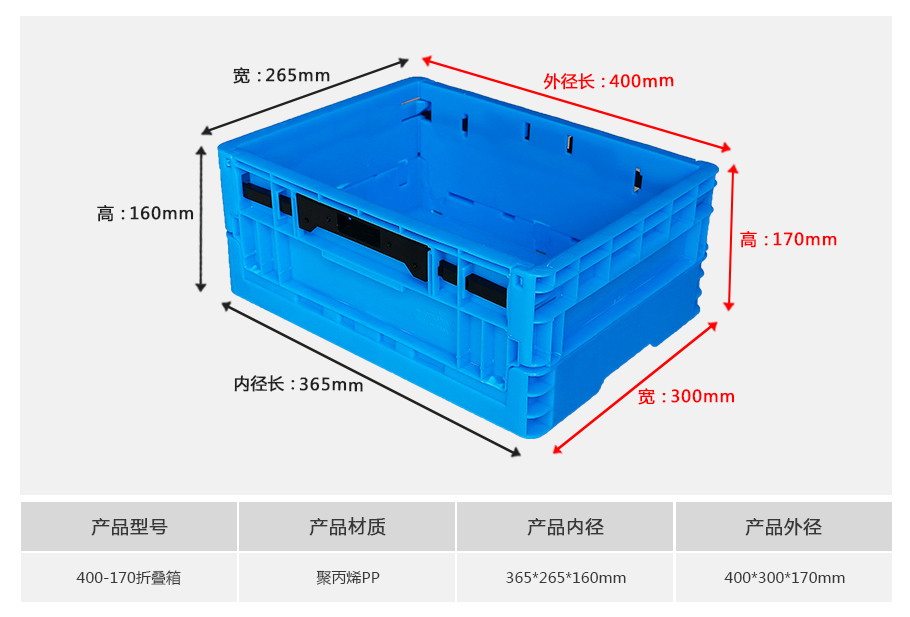 william威廉中文官网400-170塑料折叠周转箱 william威廉中文官网400-170塑料折叠周转箱