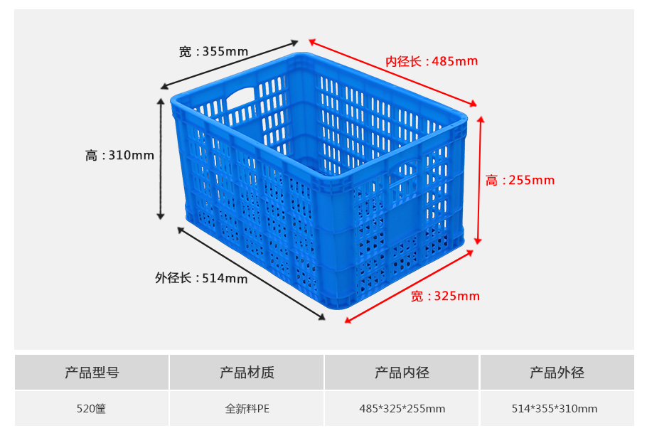 william威廉中文官网520塑料周转筐