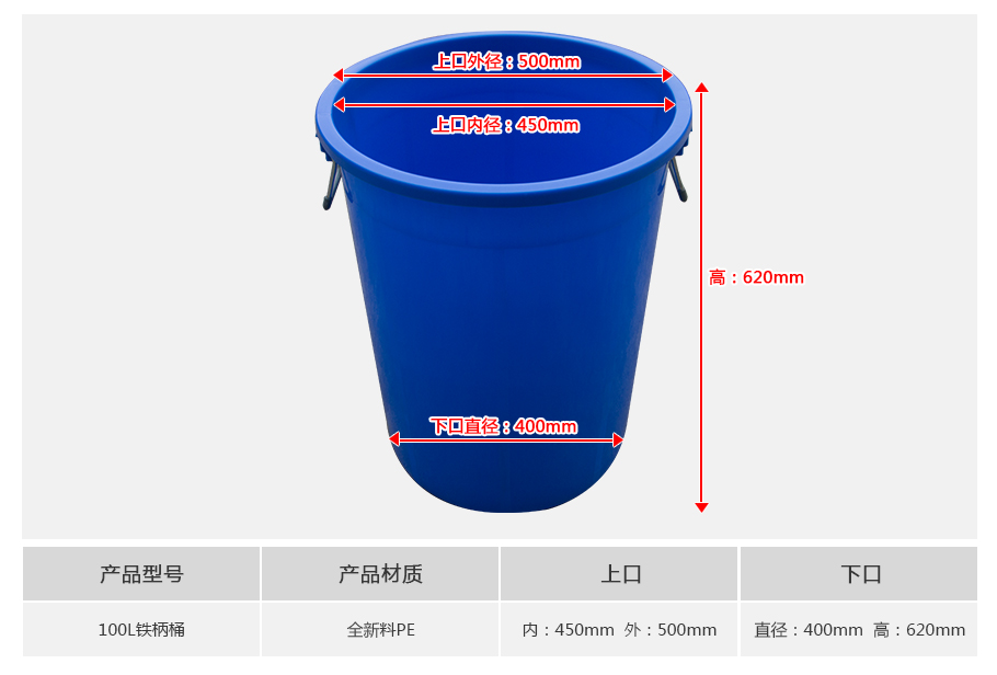 william威廉中文官网100L塑料铁柄桶 william威廉中文官网100L塑料铁柄桶